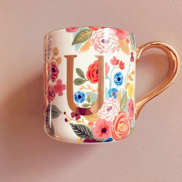 Rifle Paper Co. for Anthropologie Garden Party Monogram Mug Letter U - Picture 3 of 7